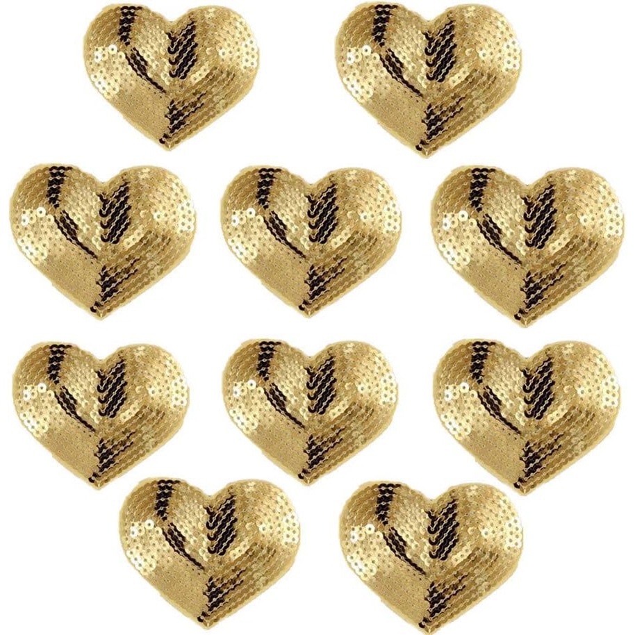 Iron-On Applique/Embroidered Patch - Valentines Sequin Heart - RED - Medium