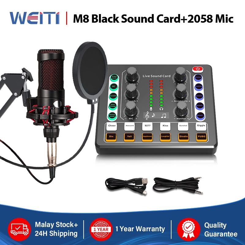 [Local Stock] M8 Sound card Set Audio Interface Podcast Equipment