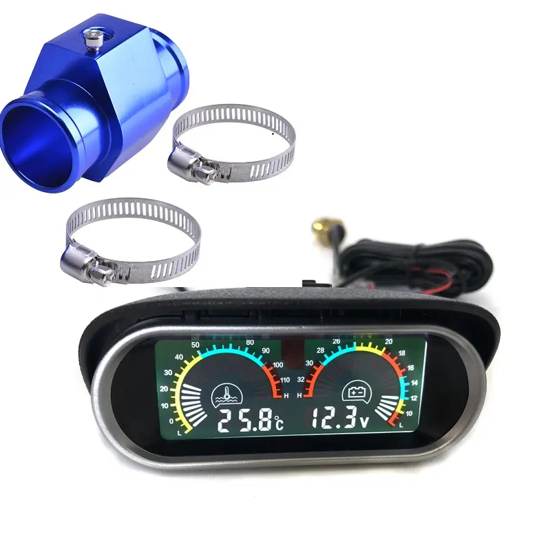 Auto LCD Water Temperature & Voltmeter Gauge 2 in 1 With Joint Pipe ...