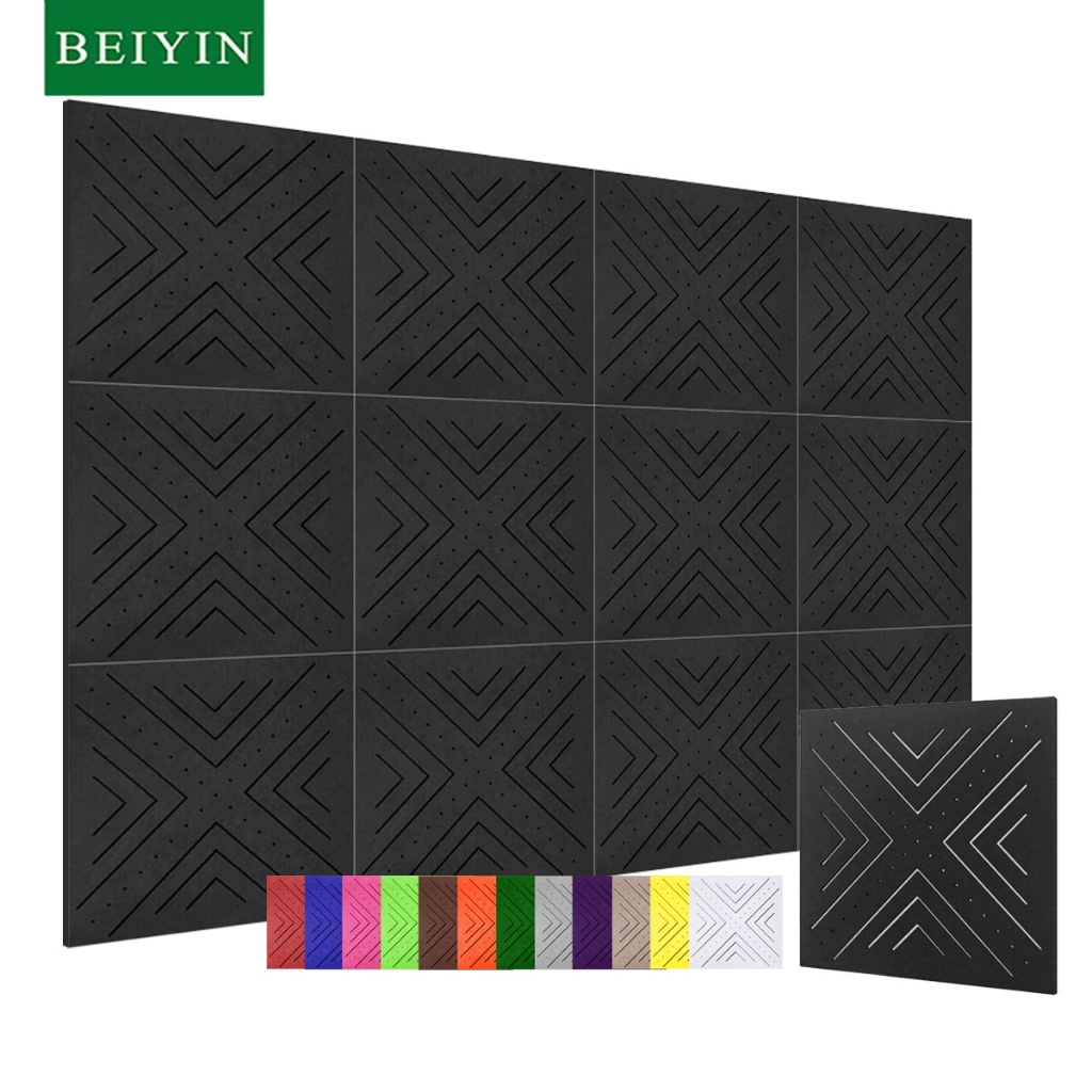 BEIYIN 12 Pack Sound Absorption Panels,12"X12"IN Soundproofing Padding