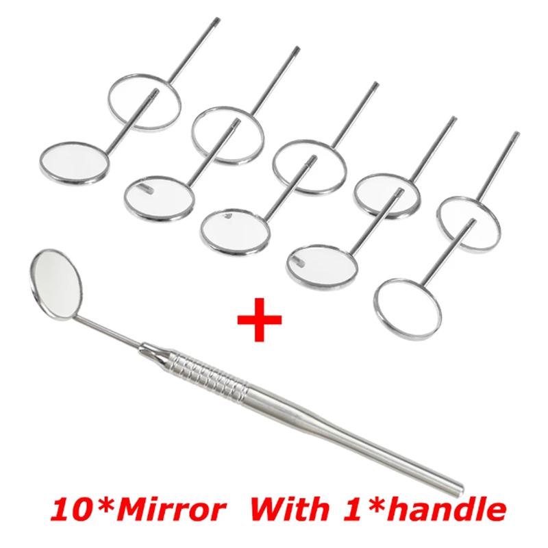 Dental Tools Stainless Steel 10 Pcs Oral Mirror With Handle Intraoral