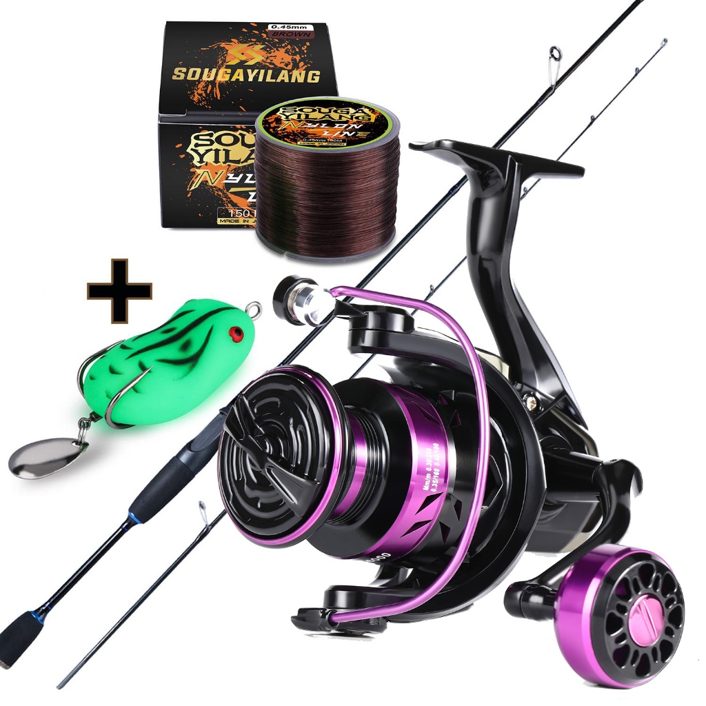 Joran Pancing Set UL Spinning Fishing Rod 2 Sections Ultra Light Carbon  1.8/2.1M and Spinning Fishing Reel 5.2:1 Gear Ratio Fishing Reel with  Aluminum Spool Max Drag 8kg For Freshw