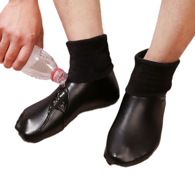 Muslim waterproof indoor leather socks warm socks women men plush thick ...
