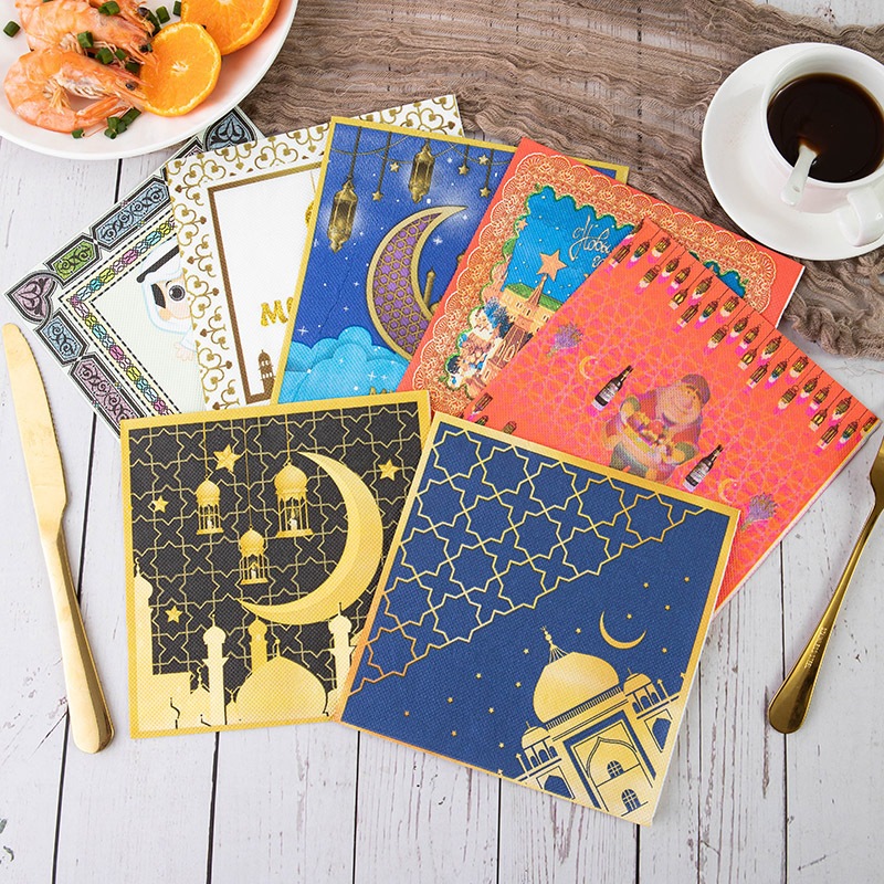 Ready Stock 20pcs 33*33cm 2 Layers Eid Mubarak Napkin Hari Raya Paper ...