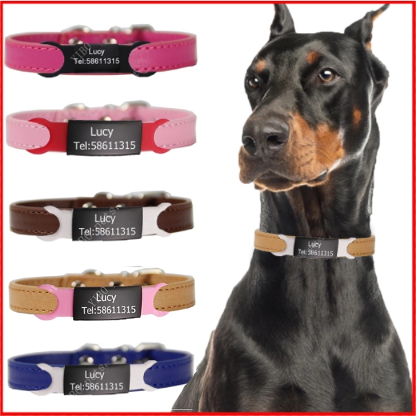 Personalized leather Dog Collar Reflective Customized Collars For Small ...