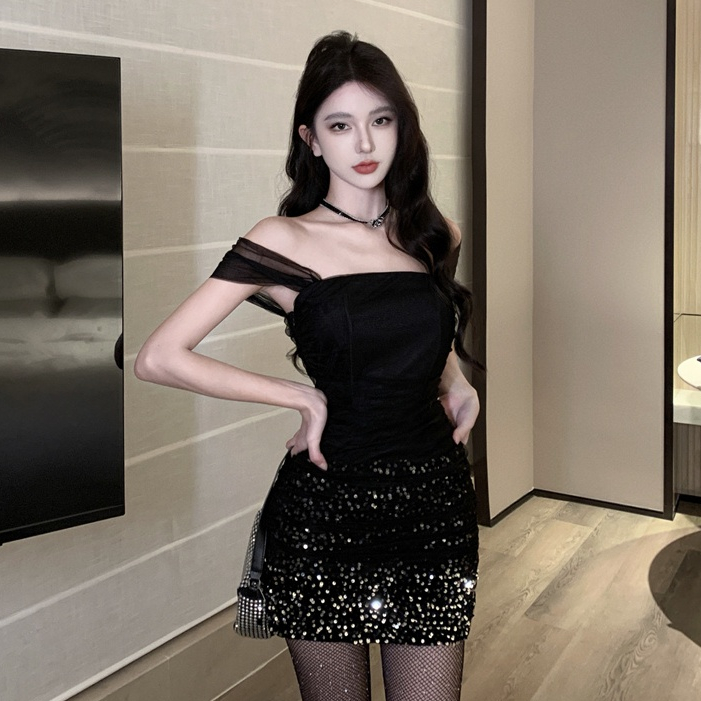 French Party Party Party Sexy Gauze Dress Women's Slim-fit Narrow ...