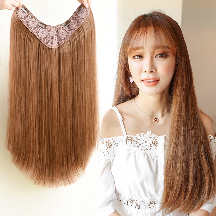 Ready Stock New Style Wig Female Long Curly Hair Big Wave One Piece Long Hair Fluffy Natural