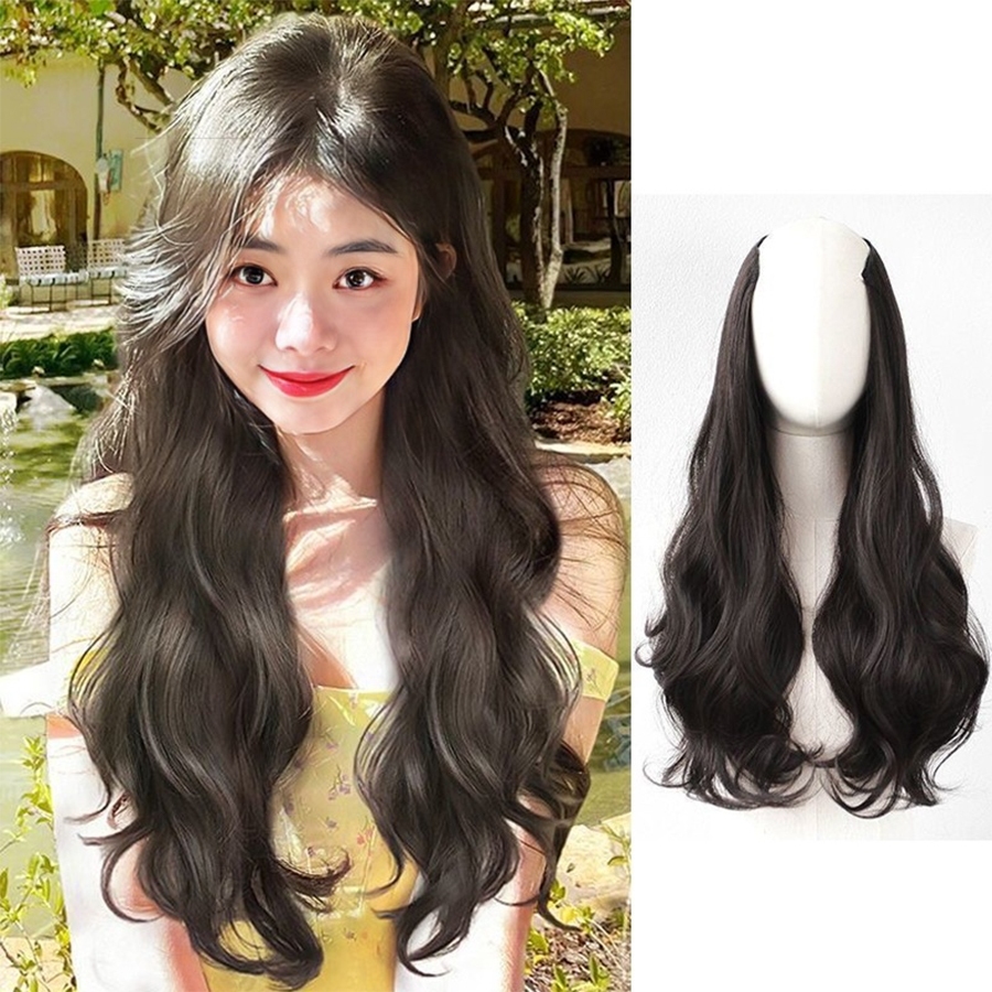 New Style Wig Female One-Piece U-Shaped Curly Hair Extension Piece ...