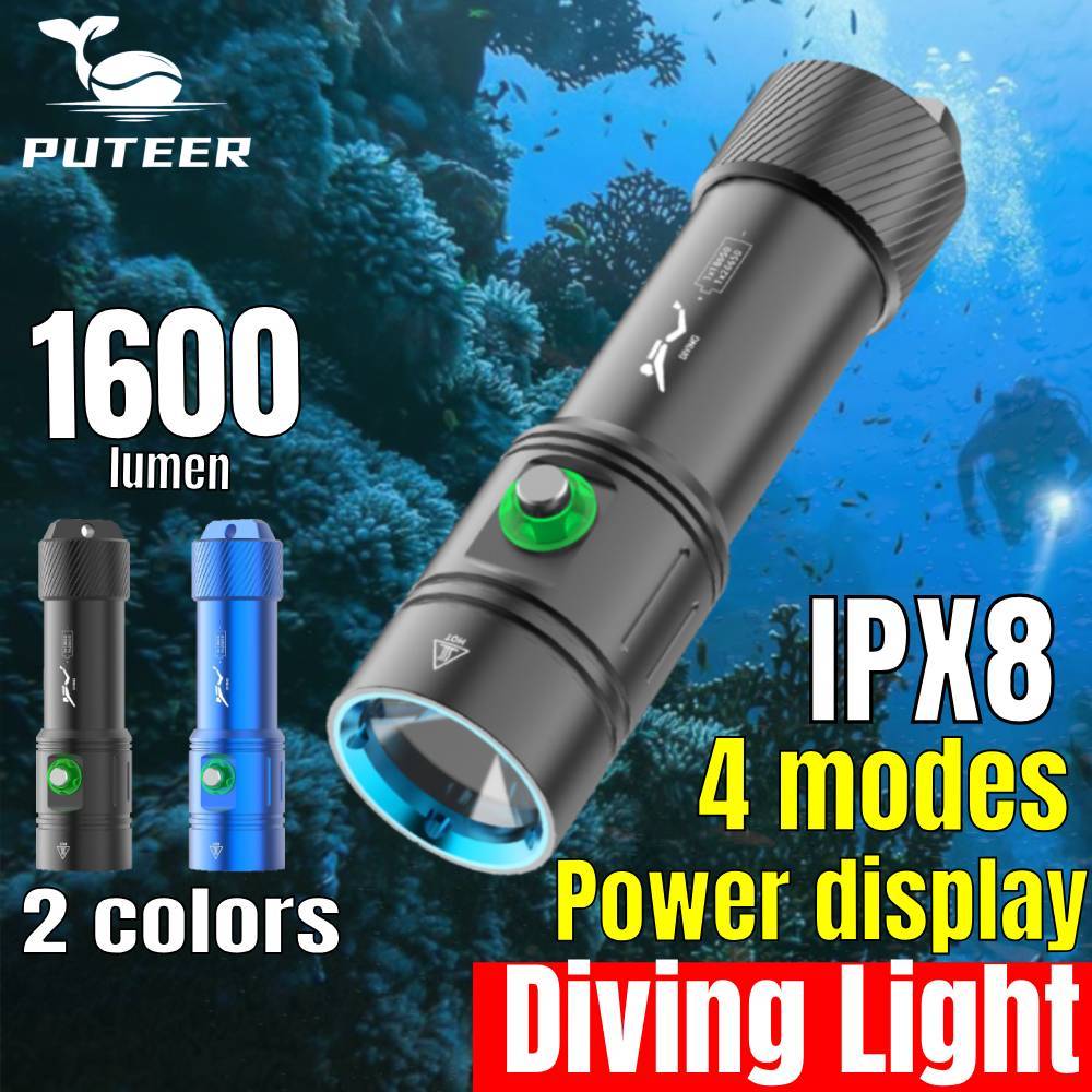 2024 NEW Puteer DV62 Scuba Diving Torchlight Flashlight Waterproof