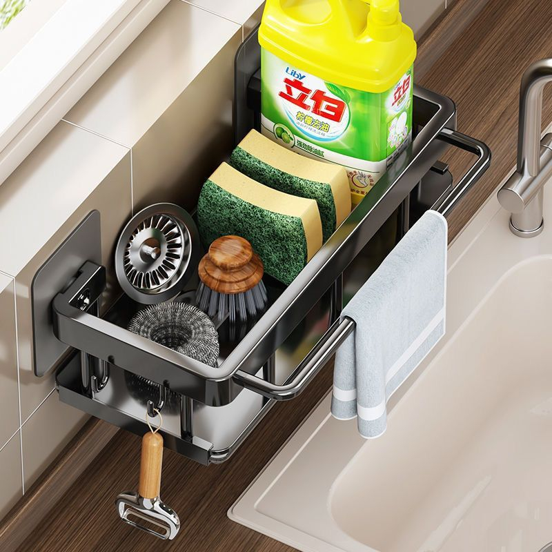 Sponge Holder Aluminum Sink Drainer Rack Hanging Kitchen Organizer ...