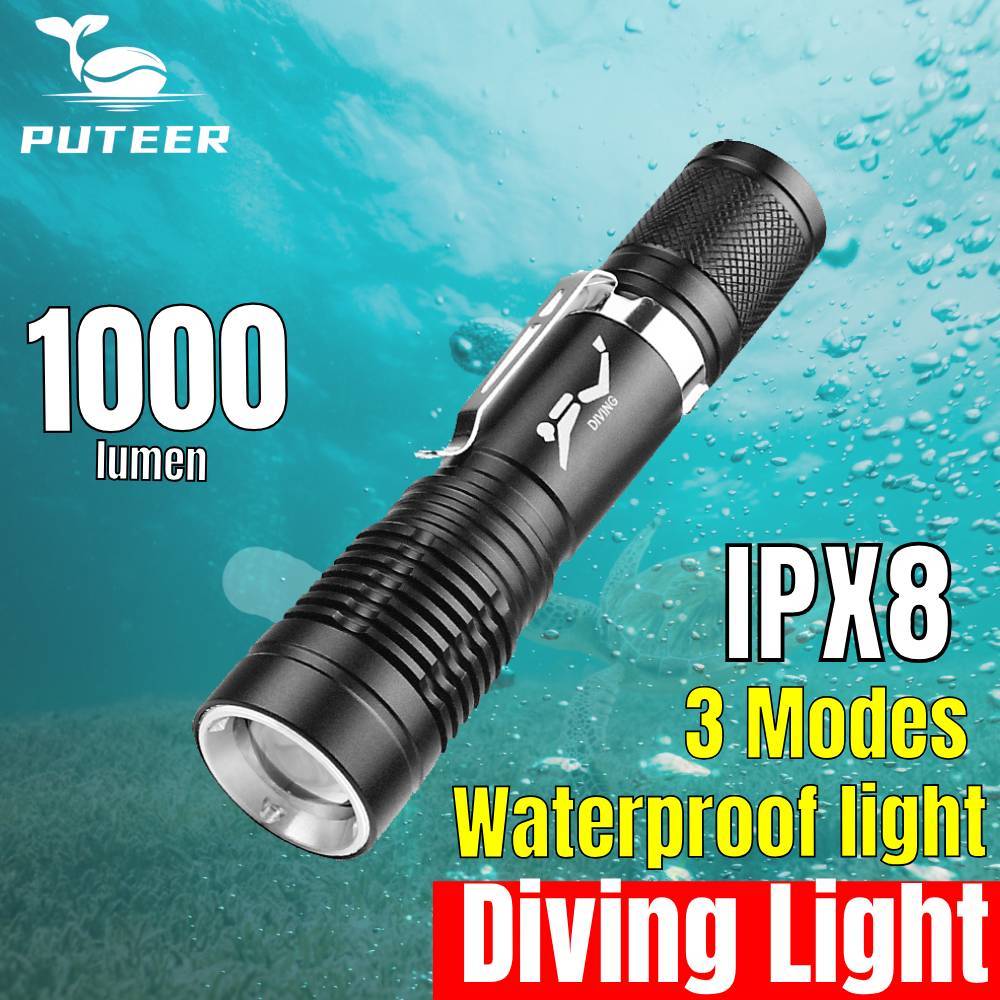Puteer D135 Diving Mini Torchlight Waterproof Flashlight for Diving ...