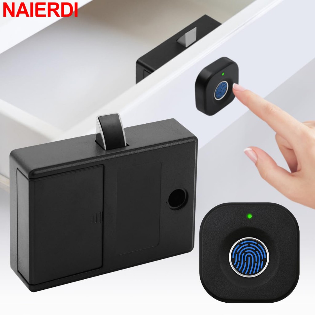 NAIERDI Biometric Fingerprint Keyless Cabinet Lock Smart Drawer Anti ...