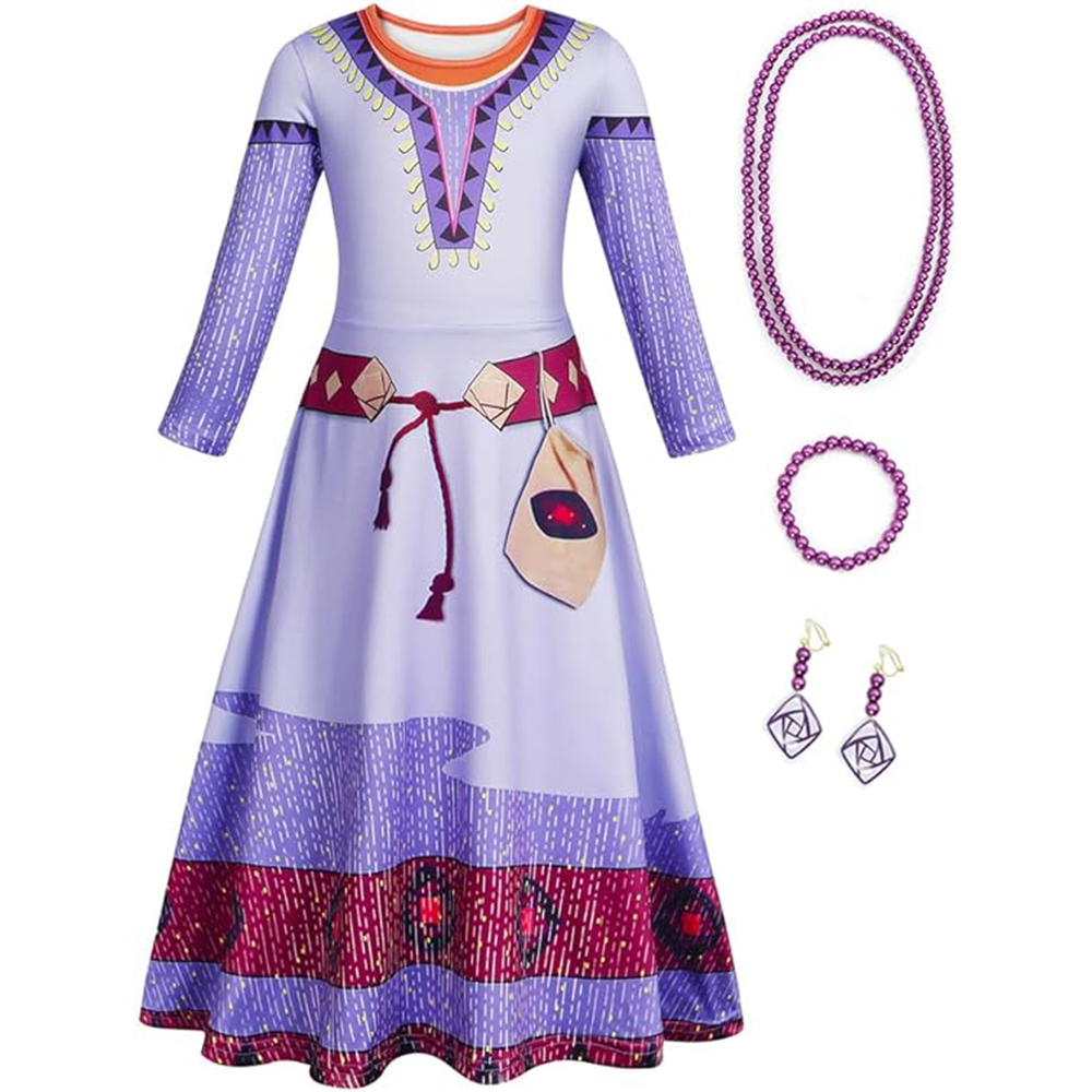 Princess Asha Costume for Girls Wish Asha Dress Up Kids Cosplay Outfits ...