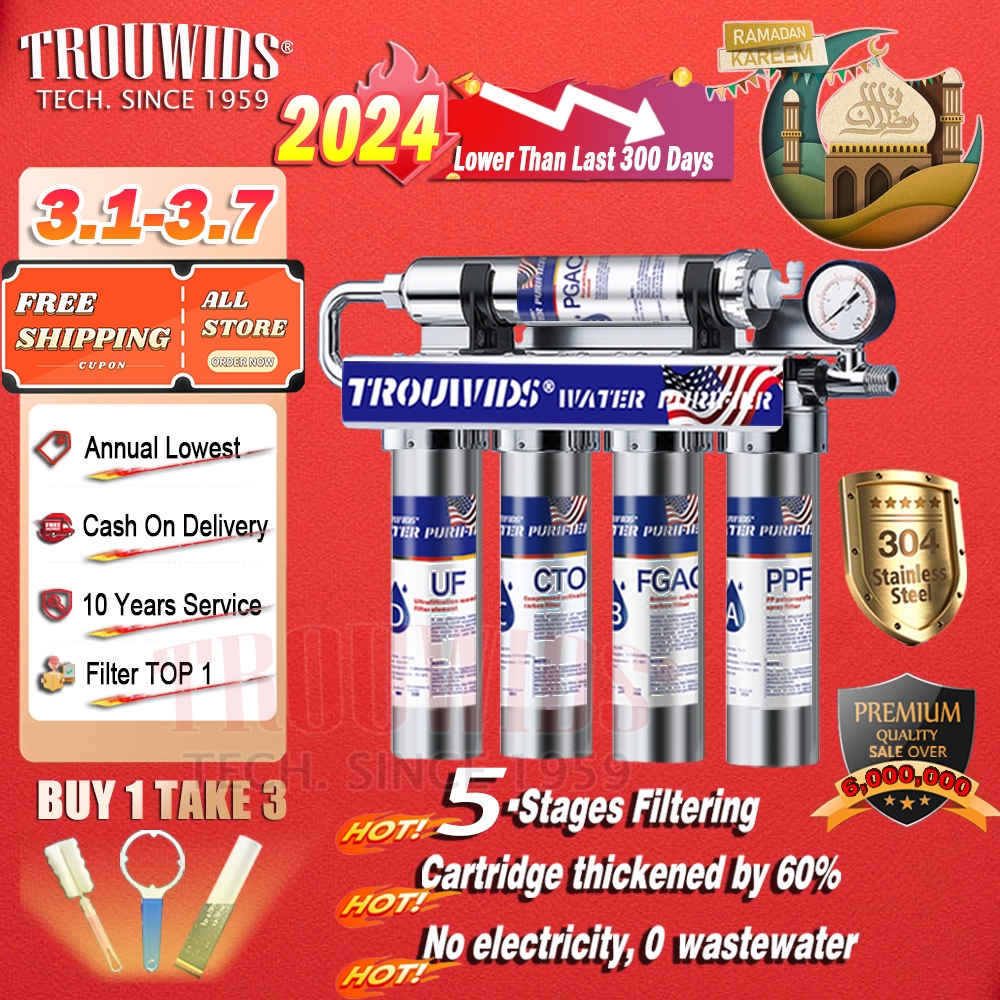 Trouwids Water Filter Indoor Stainless Steel Tap Penapis Air Alkaline