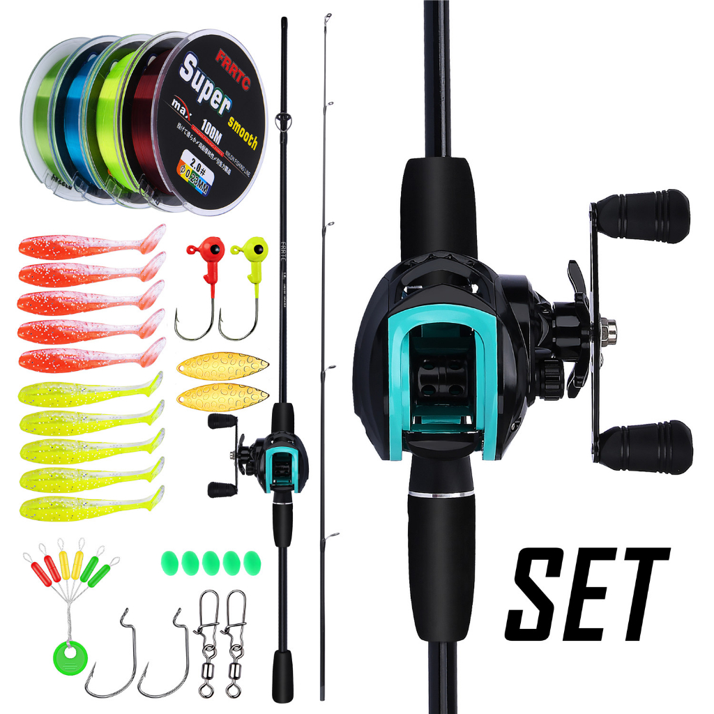 Fishing Rod Set Casting Rod Baitcasting Casting Rod Joran Pancing Set ...