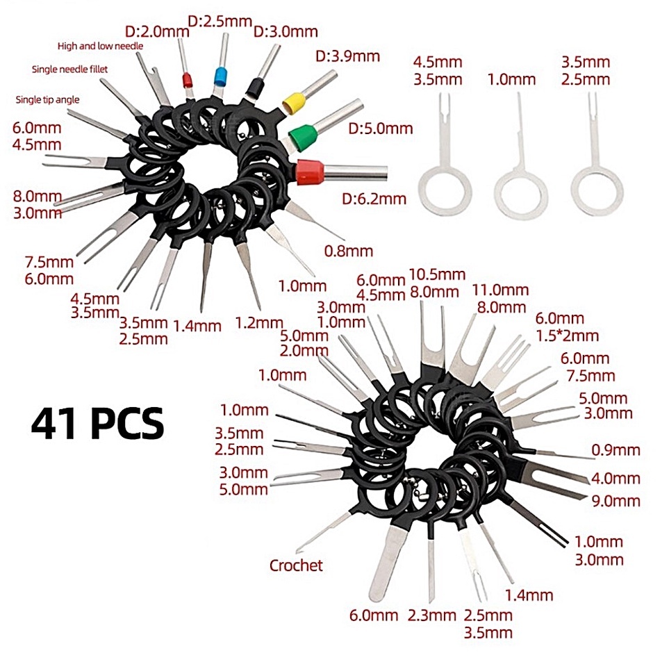 41pcs Hand Tool Plug Key Pin Ejector Wire Terminal Removal Tool Electrical Wiring Crimp Connector Pin Remover I.59784015