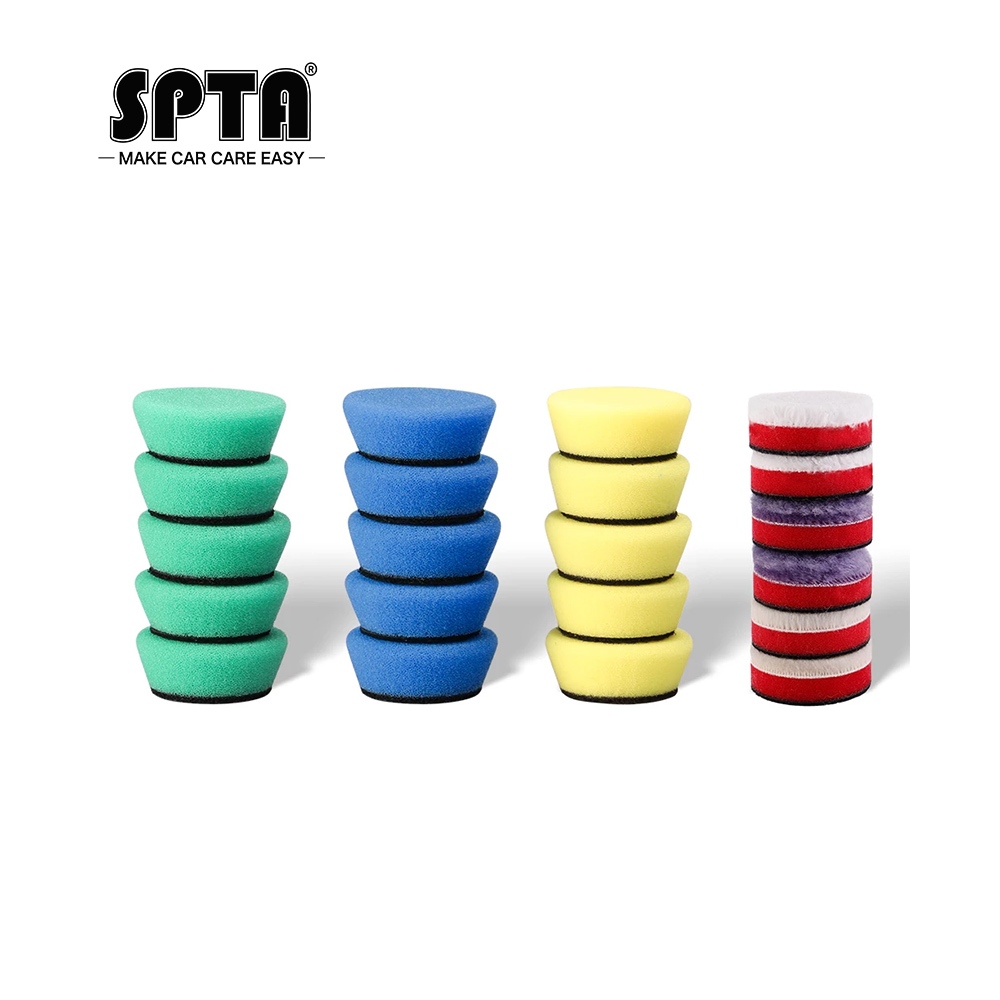 SPTA 2-Inch (50mm) Sponge Wool Buffing Pads Kit - For Car Polishing & Waxing