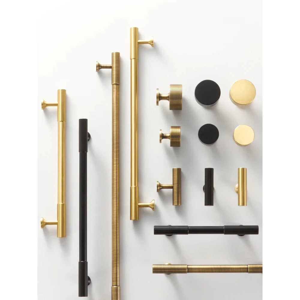 Solid Brass Art Deco Vertical Lines Linear Kitchen Cabinet Knobs T Bars ...