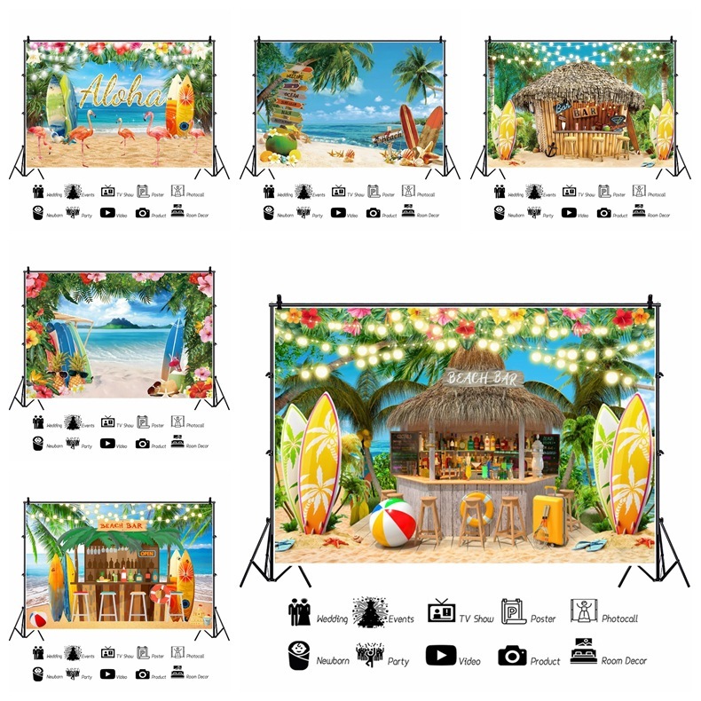 Polyester Fabric Summer Hawaiian Beach Backdrop for Photography ...