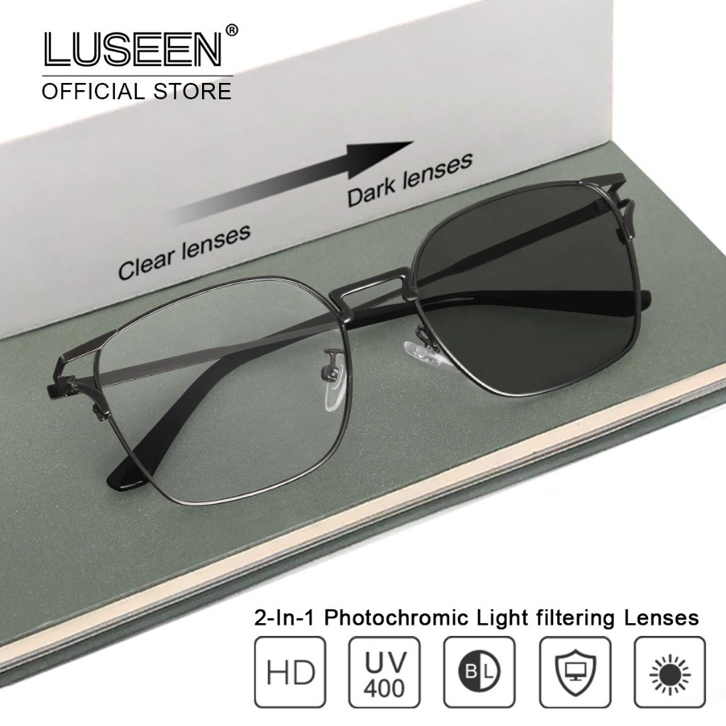 LUSEEN Spek Mata Computer Glasses Cermin Mata Photochromic Eyeglass For