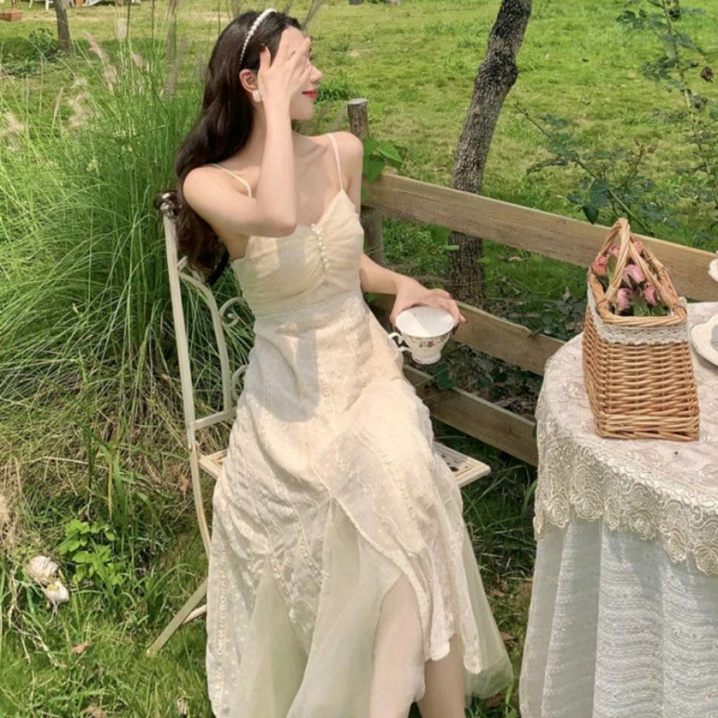 French Sweet Desire Style Bellflower First Love Sling Long Skirt Female ...
