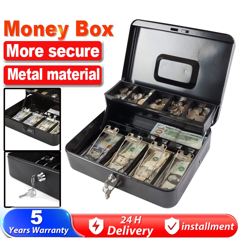 Money Box Cashier Box Portable Handheld Compartment Tray Cash Lockable ...