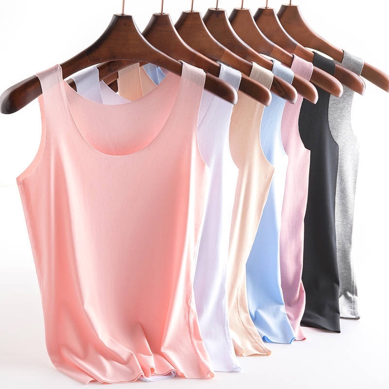 Women's Ice Silk Sports Vest Plus Size Tanks & Camisoles Loose Sleeveless  Inside Wear Pure Color top