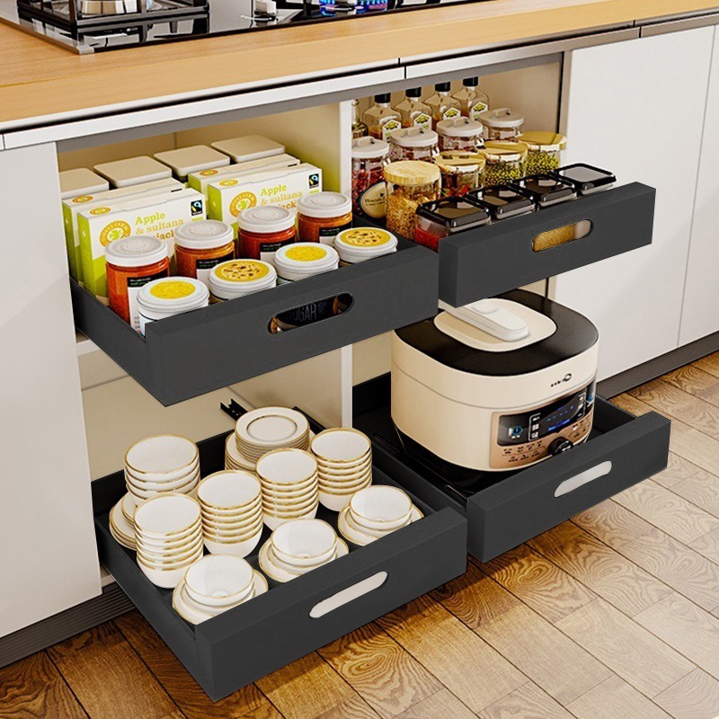 kitchen cabinet pull out dish & bowl rack With Slide Rails ...