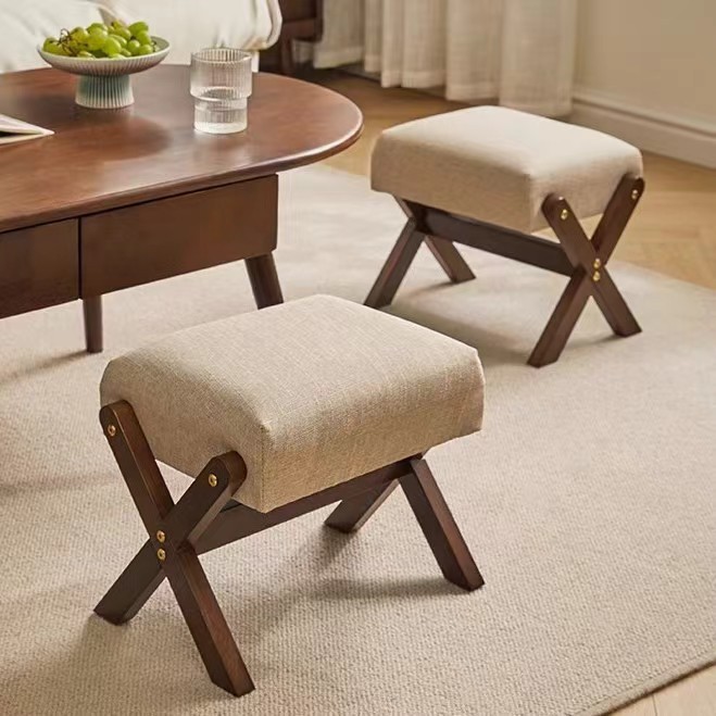 Solid Wood Small Stool Shoe Changing Stool Door Bench Low Stool Soft ...