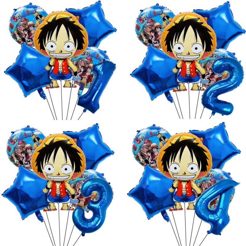 6pcs Anime ONE-PIECE Party Decoration ONE PIECEs Luffy Balloons Kit ...