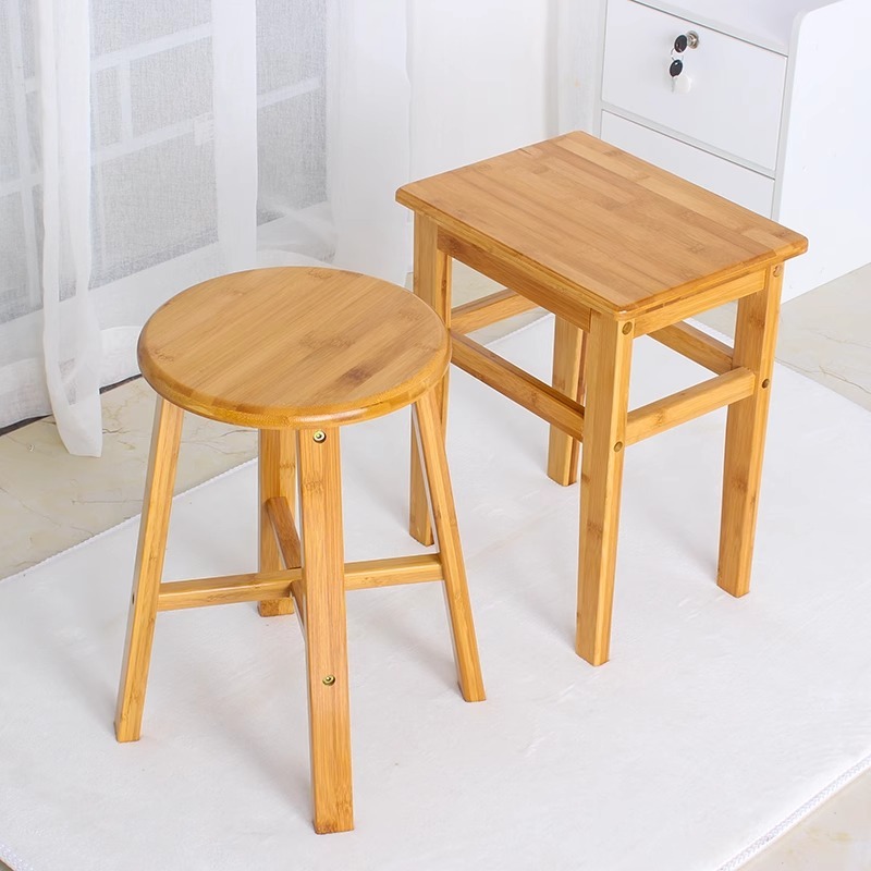 READY STOCK Small Chair Furniture Bamboo Wood children Square Round ...