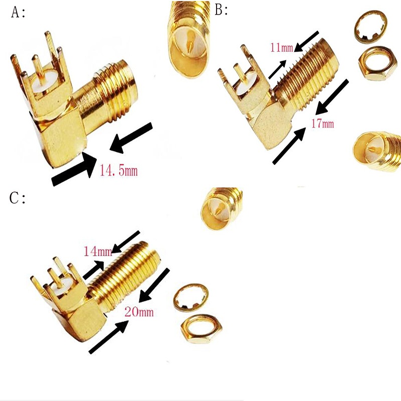 10pcs Right Angle RPSMA Female Jack Pin 90' PCB Board Mount RF Coaxial