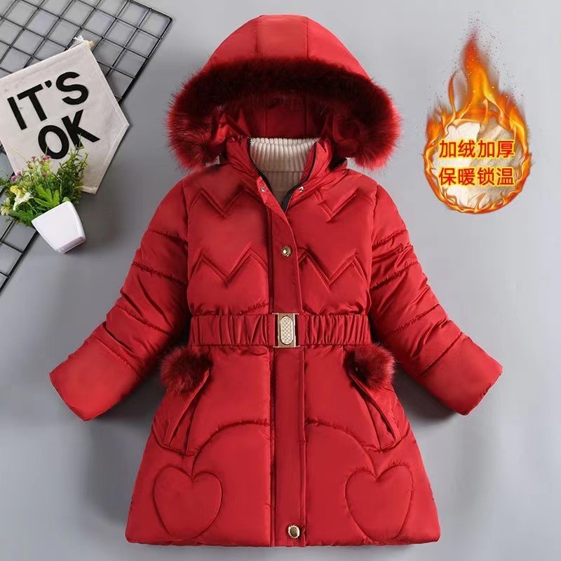 Autumn Winter Girls Jacket Keep Warm Thicken Fur Collar Princess