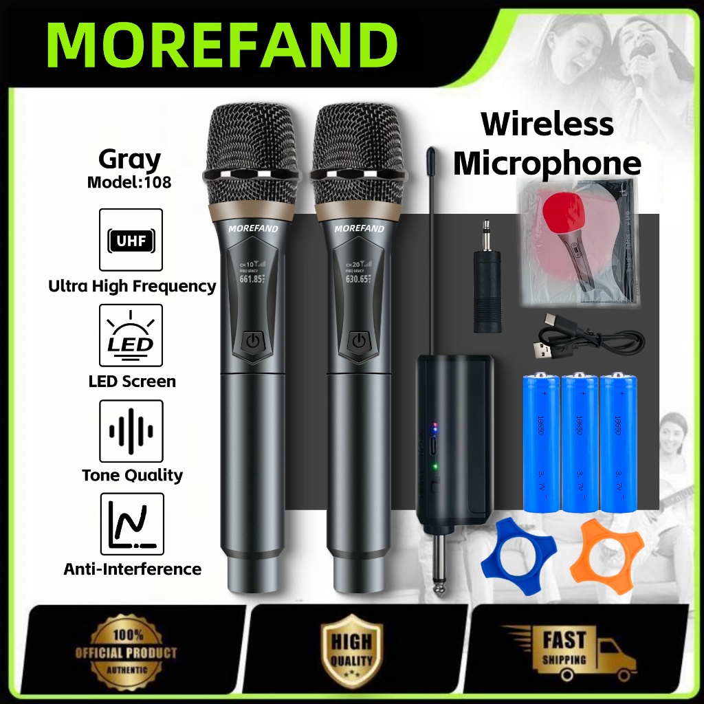 Wireless Microphone 108V1-S/108V2-S UHF Rechargeable Microphone 1280mA ...