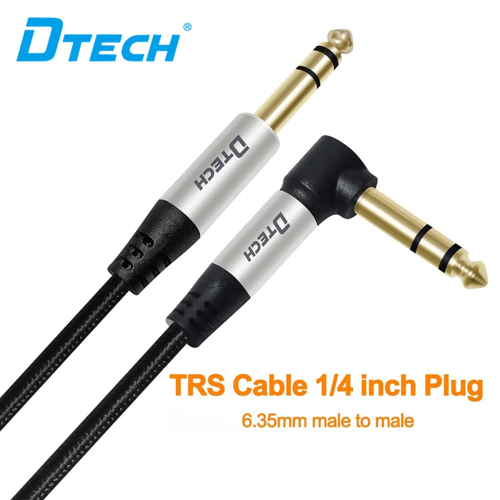 DTECH Electric Guitar Cable TRS 1/4 Instrument Cord Aux Right Angle ...