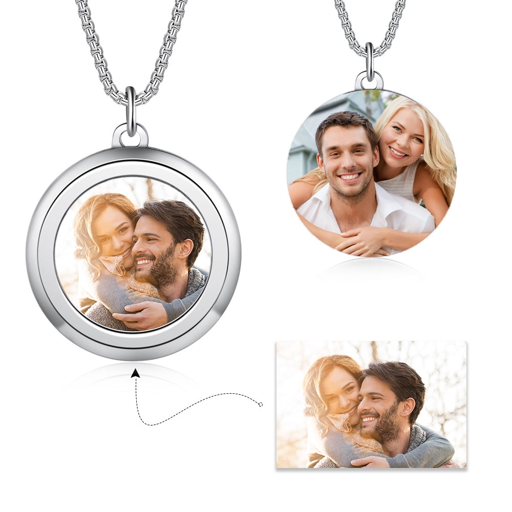 Personalized Custom Photo Pendant Round With Angel For Men Women Jewelry
