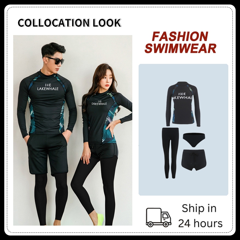 【F&S】Ready stocks Men's and women's swimsuits South Korean women's sun ...