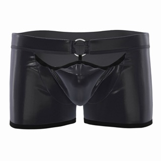 Mens Glossy Briefs Booty Shorts Hot Pants High Cut Thong Pouch