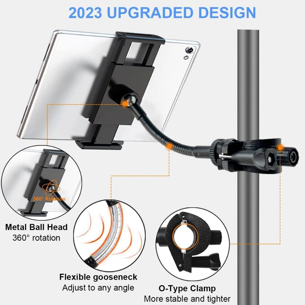 Mic Stand Phone Mount 360° Flexible Phone Holder for Microphone Stand