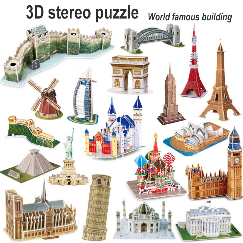 3D World Architecture Puzzle Statue of Liberty Building Bricks Kids ...