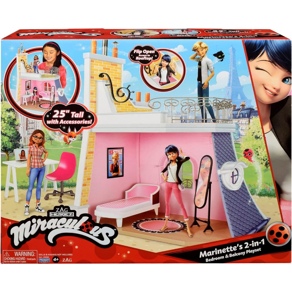 Miraculous Ladybug Marinette's 2-in-1 Bedroom and Rooftop Playset with ...