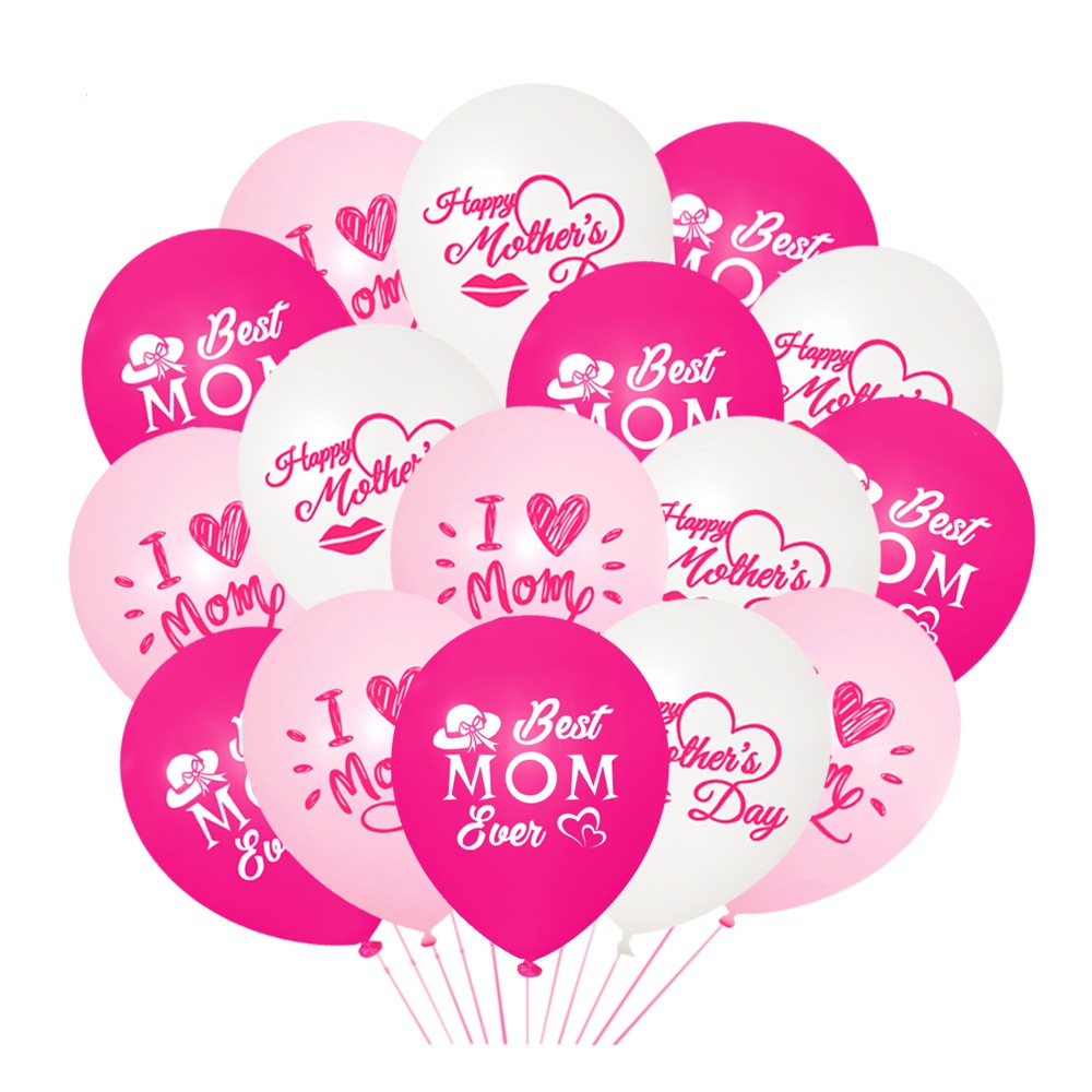 18pcs Mothers Day Balloon Best Mom Balloons 12in Birthday Ballon Helium Supported Anniversary