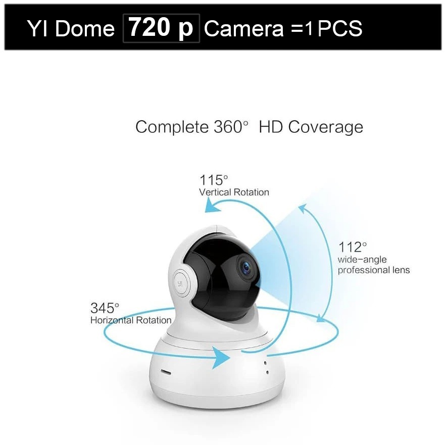 YI Dome 720P HD Camera CCTV IP 360° Detection Wifi Wireless Night ...