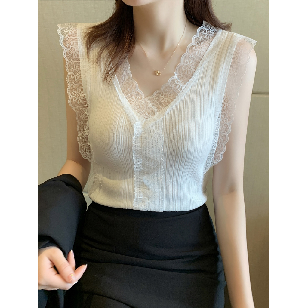 French Chic Small Vest Women Summer Outer Wear Trendy Short White v ...