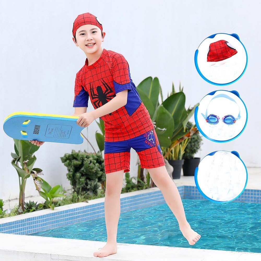 Toddler Swimsuit for boys Girls Split Spiderman Swim Set Short Sleeve 3pcs  Bathing Beach Playing Suit For Kids | Shopee Malaysia