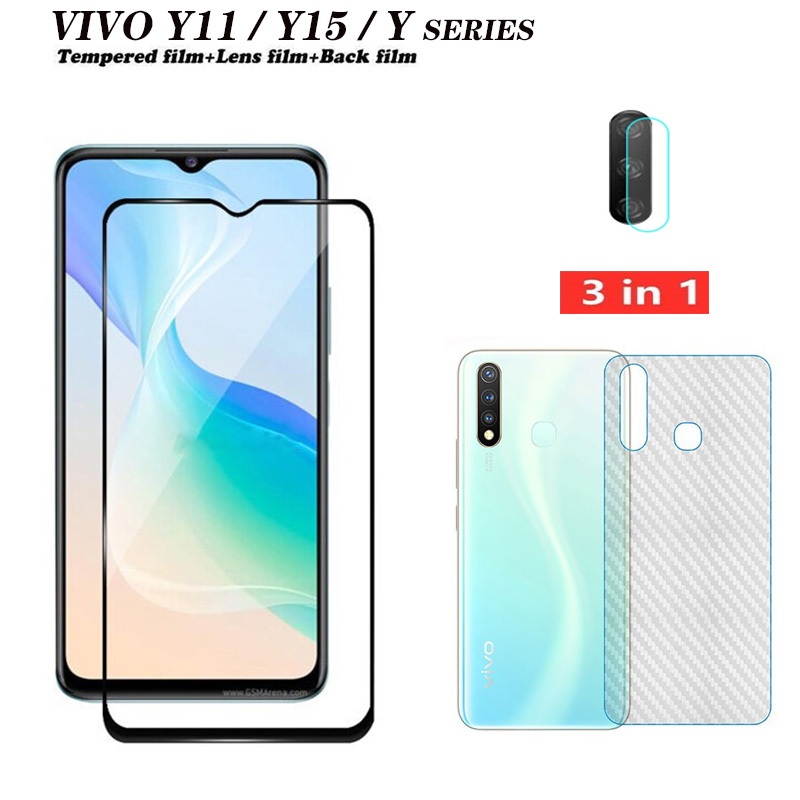 For 3 In 1 Vivo Y11 Y02 Tempered Glass Full Cover Film For Vivo Y35 Y16 Y02s Y01 Y22s Y15a Y15s 7458