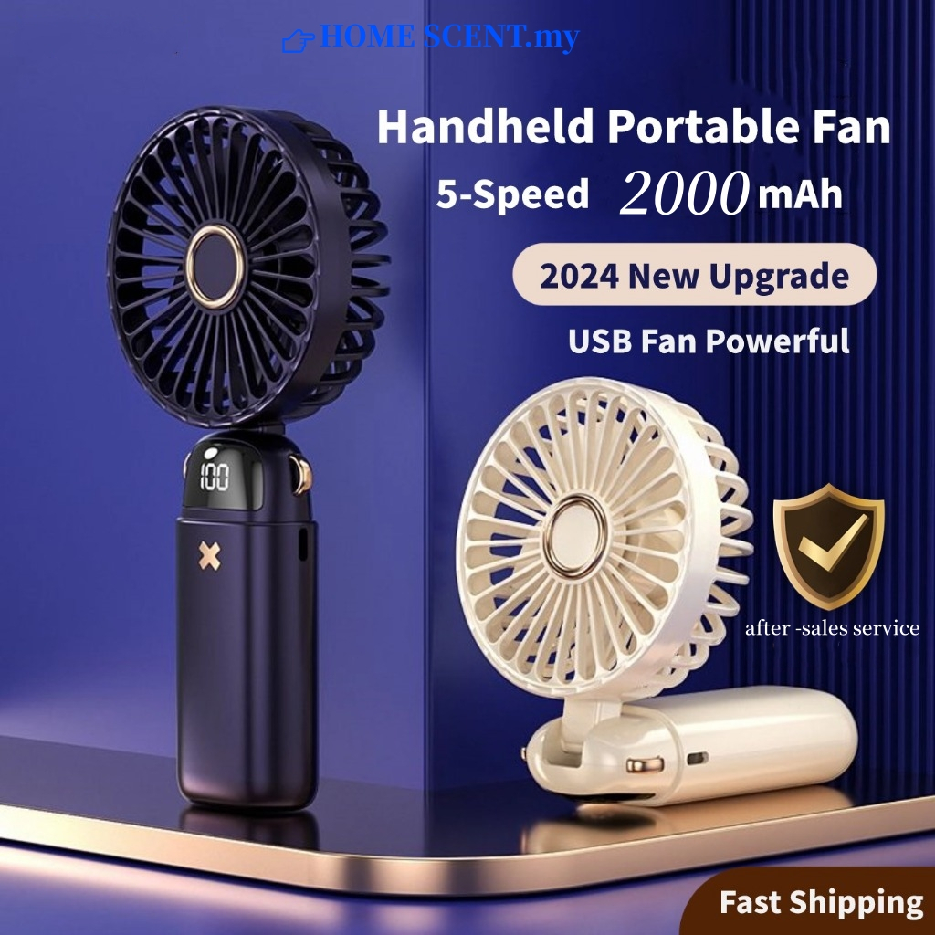 Handheld Mini Fan LED Display USB Charging Portable Fan Rechargeable ...