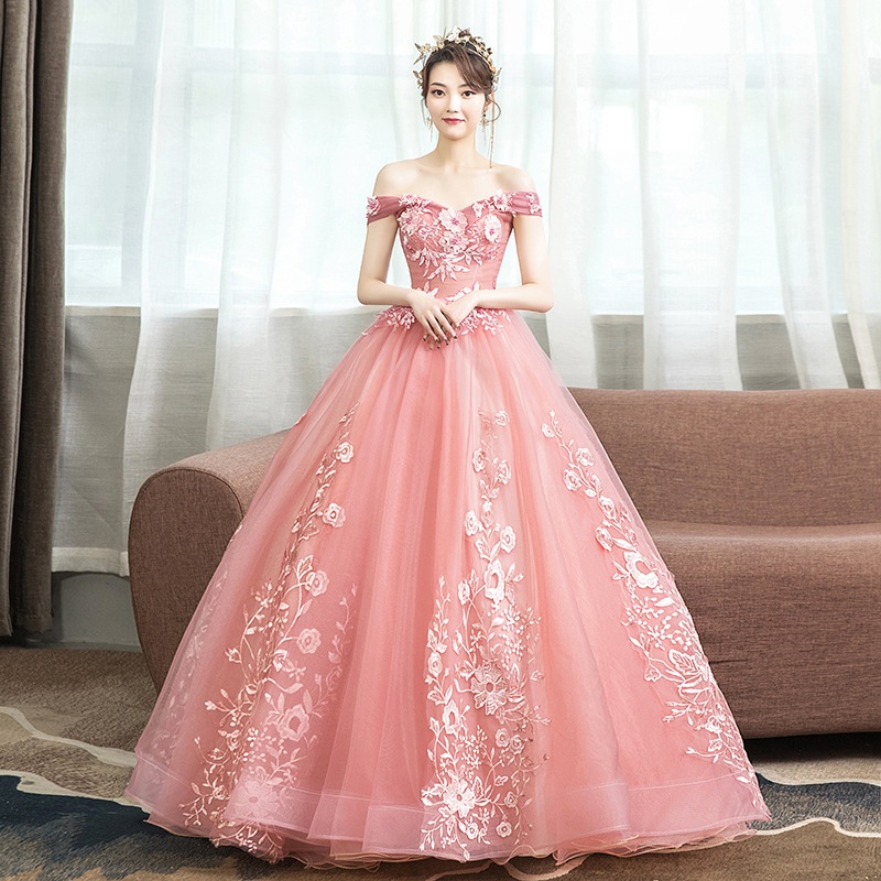 EAGLELY Luxury Sweet Long Evening Dress Off Shoulder Elegant Wedding Dresses Embroidery Boat Neck Beading Lace Party Formal Ball Gown For Debut 18 Years Old For Js Prom Night Shopee Malaysia