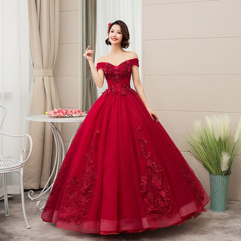 EAGLELY Luxury Sweet Long Evening Dress Off Shoulder Elegant Wedding Dresses Embroidery Boat Neck Beading Lace Party Formal Ball Gown For Debut 18 Years Old For Js Prom Night Shopee Malaysia