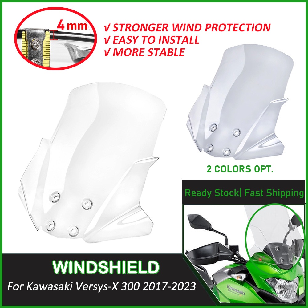 Motorcycle Parts Front Windscreen Windshield Fly Screen Shield Wind Deflector Visor Cover For Kawasaki Versys X Kle 300 X Kle300 Versys X300 2017 2018 2019 2020 Pn 39154 0358 5e168ecf5d79910085f43086